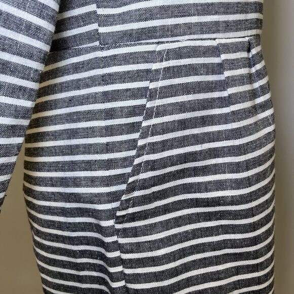 Mokingtop crop jumpsuit lightweight cotton black white stripes womens sz M - Picture 6 of 16